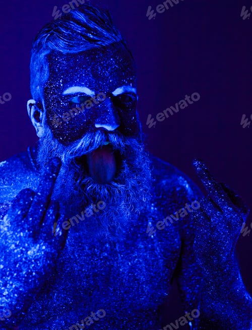 Preview: A Man With A Beard In A Neon Light