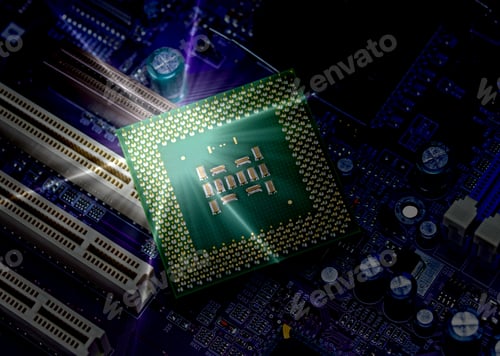Preview: Macro View Of Cpu Pins And Circuit Mother Board