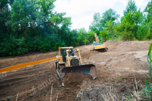 Preview: Excavator Working With Earth And Sand In Sandpit In Highway Construction Site
