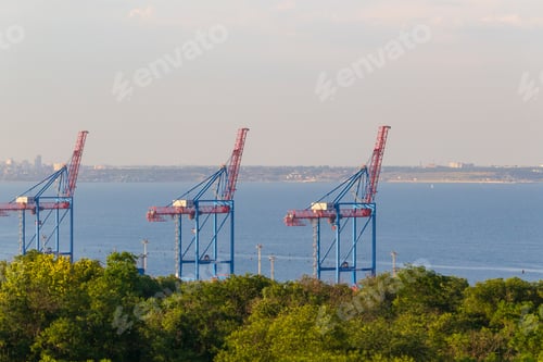 Preview: Sea Port With Crane And Tugboat, Background