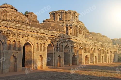 Preview: Elephant Stables. Garage Or Parking For Royal Elephants. Hampi Monuments, Karnataka, India.
