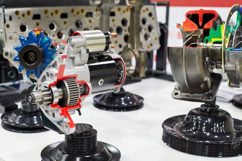 Preview: Electric Starter For A Car Or Tractor. Sections And Technological Details Are Shown. Demonstration