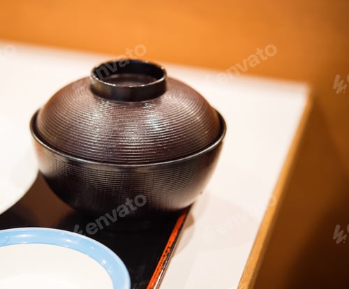Preview: Japanese Soup Plate With Lid, Tokyo, Japan. With Selective Focus