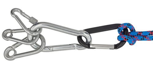 Preview: Isolated Climbing Equipment - Carabiners And Rope On White Background