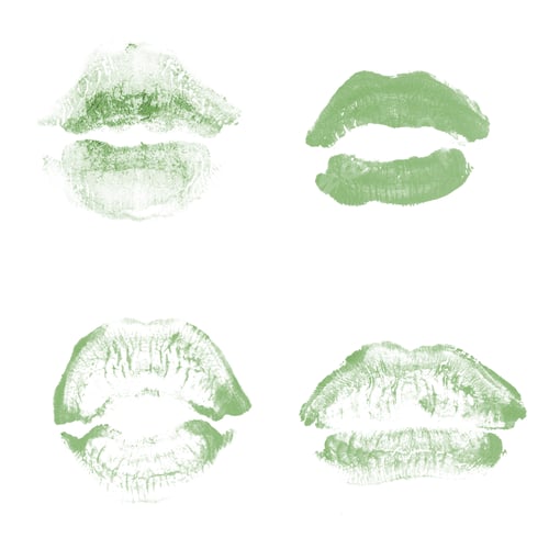 Preview: Female Lips Lipstick Kiss Print Set For Valentine Day And Love Collection Isolated On White
