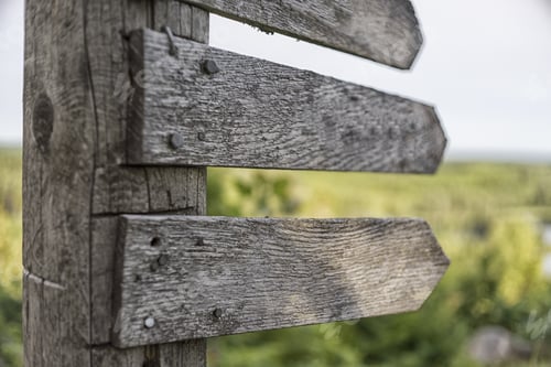 Preview: Wooden Navigation Sign From The Top Of The Mountain.