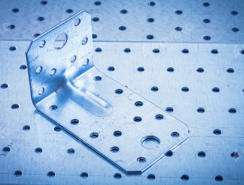 Preview: Drilled Angle Bar On Perforated Metallic Sheet Construction Concept.