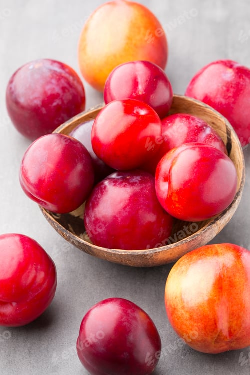 Preview: Fresh Fruit On The Gray Background.