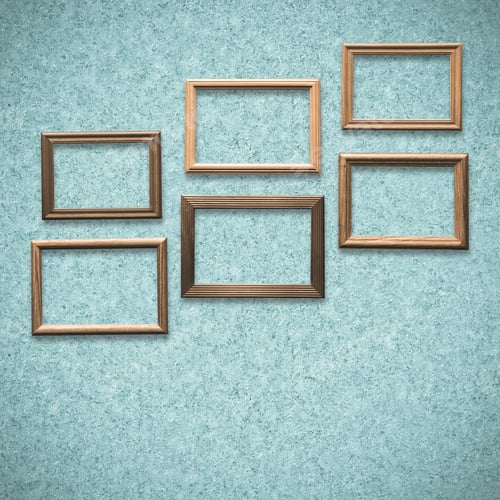Preview: Old Wooden Frames On Old Blue Wall