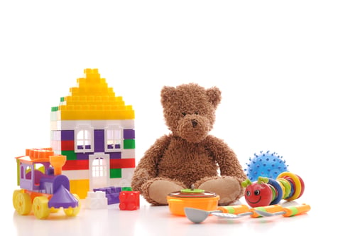 Preview: Different Baby Toys On A White Background