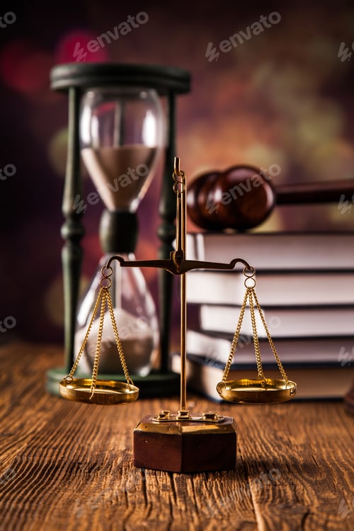 Preview: Mallet, Legal Code And Scales Of Justice. Law Concept, Studio Shots