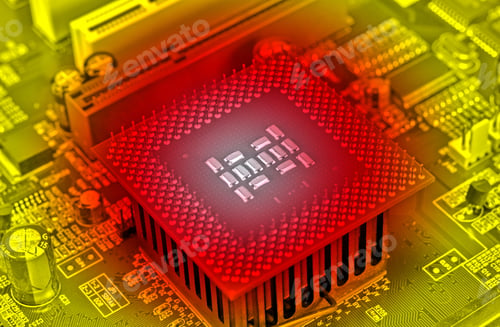 Preview: Macro View Of Cpu Pins And Circuit Mother Board