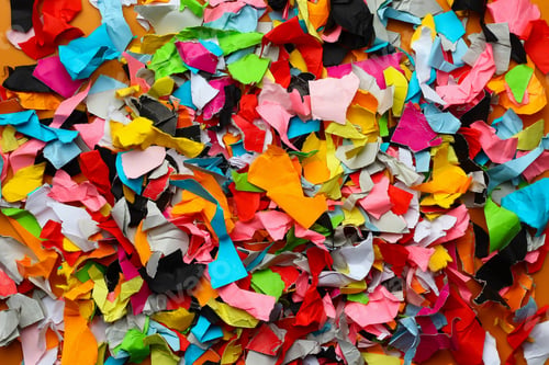 Preview: Torn Small Pieces Of Multi-Colored Paper, Bright Colorful Background