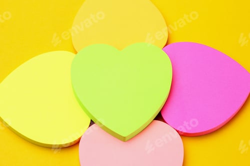 Preview: Many Blank Heart Shaped Stickers With Space For Text. The Main Symbol Of Love. Background
