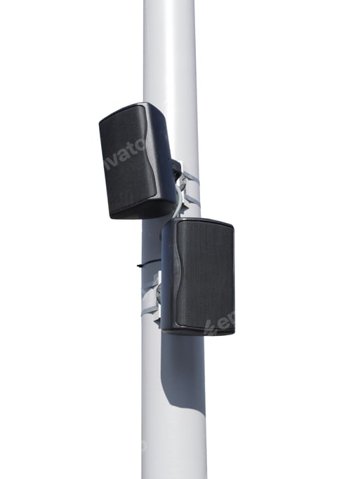 Preview: Outdoor Public Announcement Communication System Loudspeakers On White Background