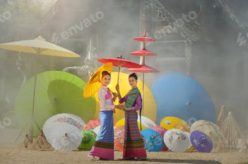 Preview: Thai Woman In Traditional Costume.Asian Beautiful Woman Wearing Traditional Thai Culture,Vintage