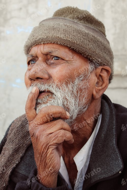 Preview: Portrait Of An Old Indian Man Lost In Deep Thoughts
