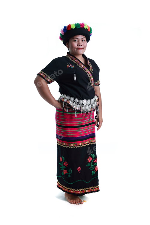 Preview: Lua Or Lawa Woman, Ethnic Group In Northern Thailand And Lao, Full Body Posing In Hill Tribe