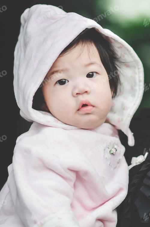 Preview: Close Up Of Asian Baby In Winter Clothes,Vintage Filter