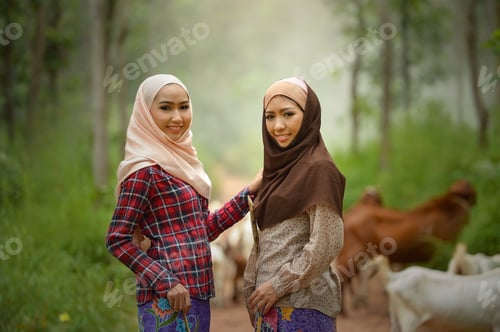 Preview: Portrait Of Young Woman Eastern Type In The Modern Muslim Clothes And Beautiful Headdress,Muslim