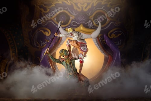 Preview: Art Culture Thailand Dancing In Masked Khon In Literature Ramayana,Thailand Culture Khon,Vintage