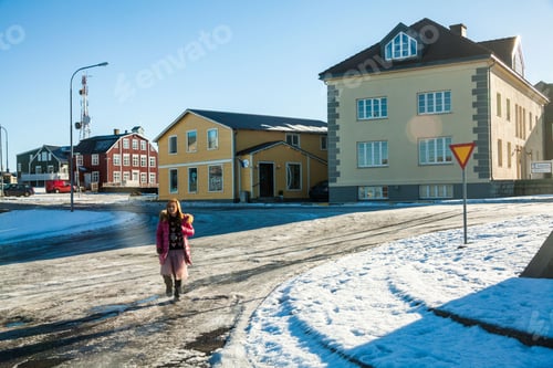 Preview: Small Town Of Stykkisholmur Winter View Which Is A Tow Situated In The Western Part Of Iceland, In