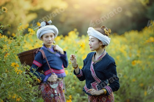 Preview: Asian Woman Wearing Traditional Thai Culture Lanna Style,Vintage Style,Chaingmai Thailand