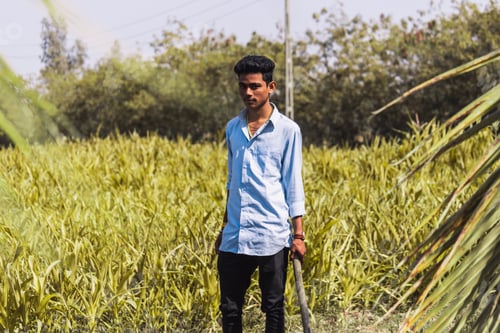 Preview: Indian Teenager In Front Of The Field At Tarnetar In Gujarat, India