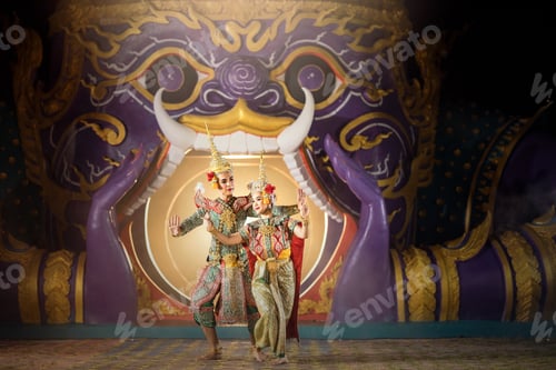 Preview: Art Culture Thailand Dancing In Masked Khon In Literature Ramayana,Thailand Culture Khon,Vintage