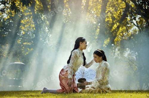 Preview: Asian Woman Wearing Traditional Thai Culture,Vintage Style,Thailand
