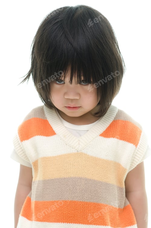 Preview: Portrait Of Cute Asian Child On White Background Isolated