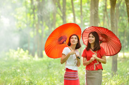Preview: Asian Woman Wearing Traditional Thai Culture Lanna Style,Vintage Style,Chaingmai Thailand