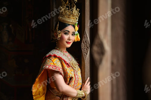 Preview: Khon,Thai Woman Is Wearing Thai Dancing In Masked Khon (Ben-Ja-Kai) In Literature Amayana,Thailand