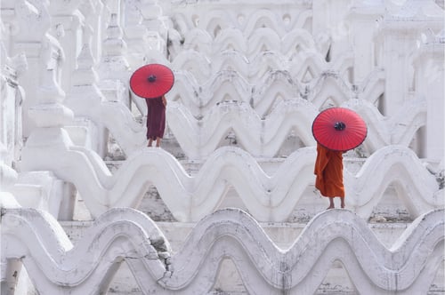 Preview: Novice Monks In The Plain Of Bagan With Candle,Myanmar