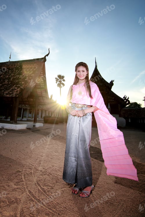 Preview: Women In Thai Dress At The Old Temple