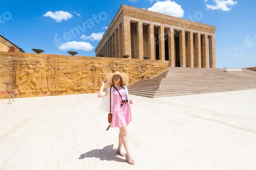 Preview: Vacation In Turkey View Of Ataturk Mausoleum Or Better Known As Anitkabir With Tourist Model