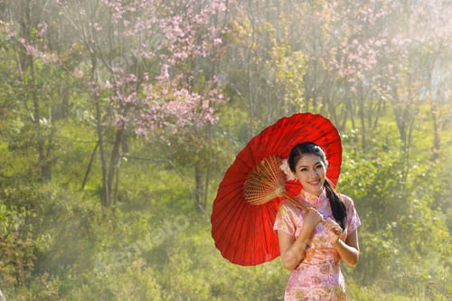Preview: Asian Woman Wearing Traditional China,Vintage Style