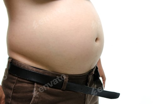 Preview: Fat Male Body Part On White Background Isolated
