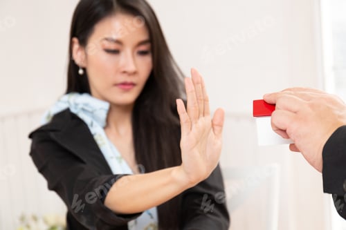 Preview: Man Giving Bribe To Businesswoman At Workplace In Office