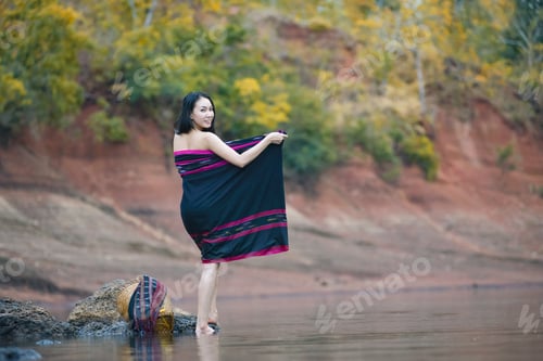 Preview: Asian Woman Wearing Traditional Laos People,Vintage Style,Laos
