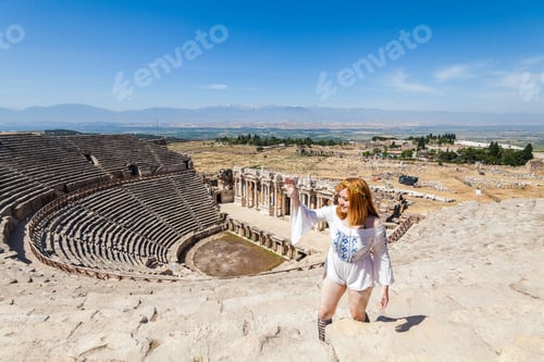 Preview: Vacation In Turkey View Of Ancient City Hierapolis During Summer With Tourist Model