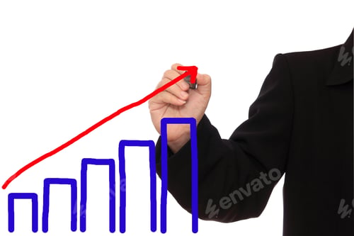Preview: Businessman Hand Drawing A Graph On White Background