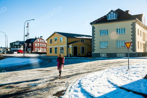 Preview: Small Town Of Stykkisholmur Winter View Which Is A Tow Situated In The Western Part Of Iceland, In