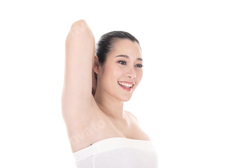 Preview: Armpit'S Care. Asian Women Raised Her Hands Up And Shows Groomed Armpits.
