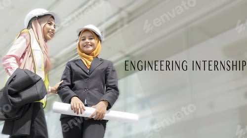 Preview: Beauty Two Hijab Engineer Smiling With General Engineering And Occupational Safety And Health