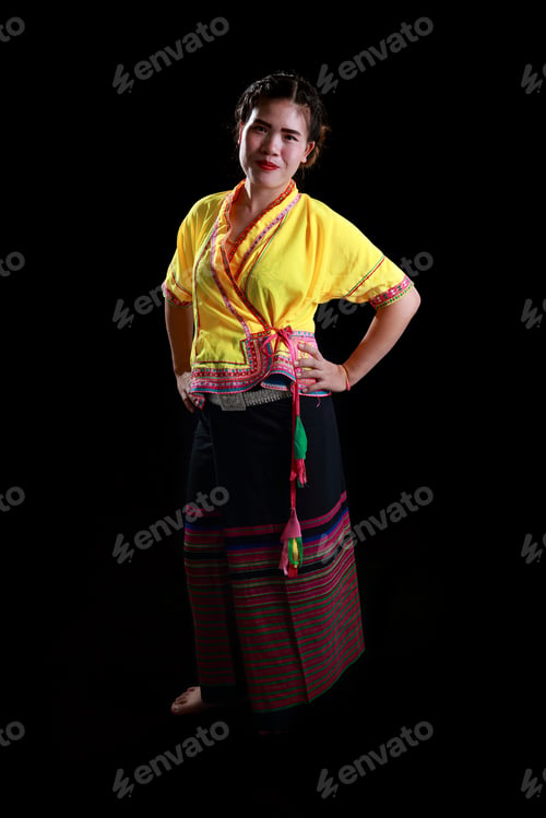 Preview: Happy Lua Or Lawa Woman, Ethnic Group In Northern Thailand, Myanmar And Lao, Full Body Posing In