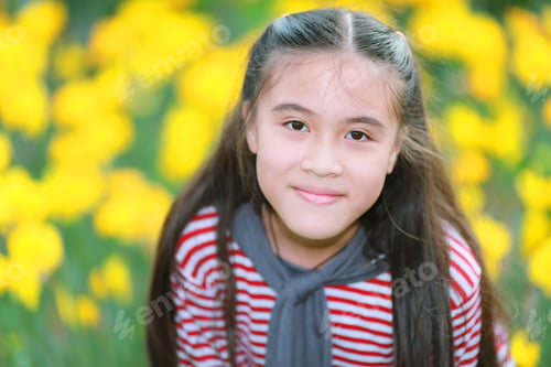 Preview: Happy Little Girl In Flower Field