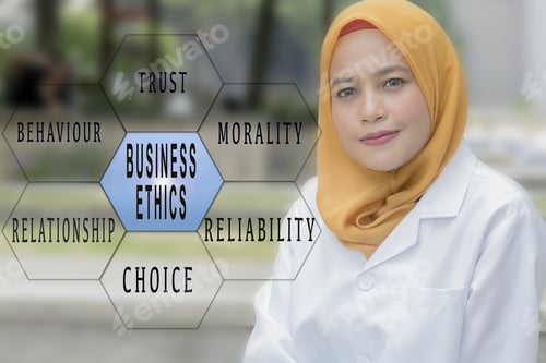 Vista previa: Hermosa empresaria con texto conceptual de gestión y negocios.