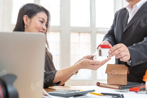 Preview: Business Finance Housing Loan. Close Up Hands Of Male Borrower Receive Money For Renovate House