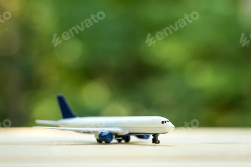 Preview: A Toy Airplane On A Shiny Green Forest Background